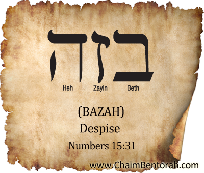 Hebrew Word Study – Despise – Bazah  בזה