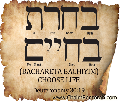 Hebrew Word Study – CHOOSE LIFE  – BACHARETA BACHIYIM  בחרת בחיים 